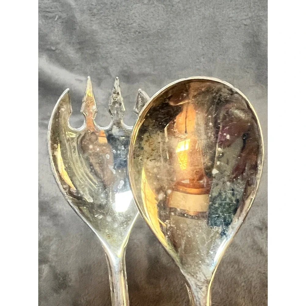 Vintage Italy Silver Plated Salad Servers 10